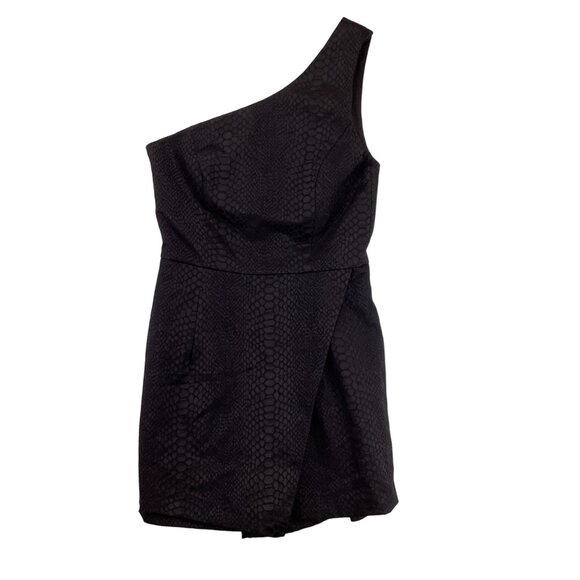 DO+BE Womens Romper‎ Size Small Black One Shoulder Black Croc Pattern - Picture 2 of 9